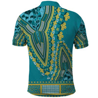 African Dashiki Polo Shirt Luxury Teal - Wonder Print Shop