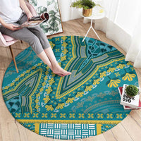 African Dashiki Round Carpet Luxury Teal
