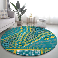 African Dashiki Round Carpet Luxury Teal