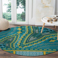 African Dashiki Round Carpet Luxury Teal