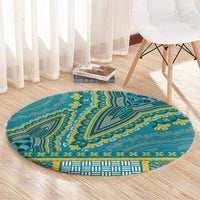 African Dashiki Round Carpet Luxury Teal