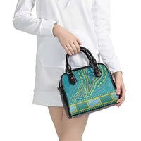 African Dashiki Shoulder Handbag Luxury Teal