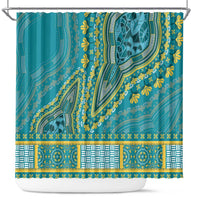 African Dashiki Shower Curtain Luxury Teal