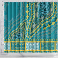 African Dashiki Shower Curtain Luxury Teal