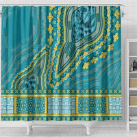 African Dashiki Shower Curtain Luxury Teal