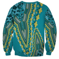 African Dashiki Sweatshirt Luxury Teal - Wonder Print Shop