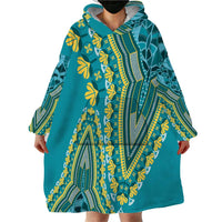 African Dashiki Wearable Blanket Hoodie Luxury Teal - Wonder Print Shop