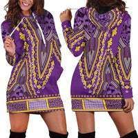 African Dashiki Hoodie Dress Luxury Violet - Wonder Print Shop