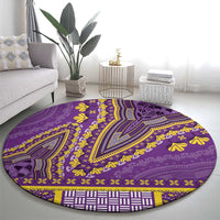 African Dashiki Round Carpet Luxury Violet