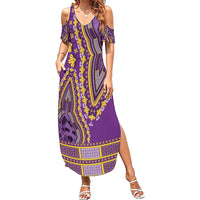 African Dashiki Summer Maxi Dress Luxury Violet - Wonder Print Shop