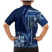 Samoa Siapo Motif Family Matching Mermaid Dress and Hawaiian Shirt Classic Style - Bue Ver LT7 - Wonder Print Shop