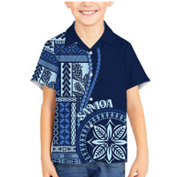 Samoa Siapo Motif Family Matching Mermaid Dress and Hawaiian Shirt Classic Style - Bue Ver LT7 - Wonder Print Shop