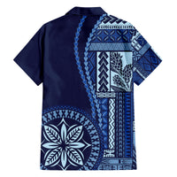 Samoa Siapo Motif Family Matching Off Shoulder Short Dress and Hawaiian Shirt Classic Style - Bue Ver LT7 - Wonder Print Shop
