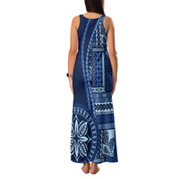 Samoa Siapo Motif Family Matching Tank Maxi Dress and Hawaiian Shirt Classic Style - Bue Ver - Wonder Print Shop