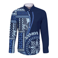 Samoa Siapo Motif Long Sleeve Button Shirt Classic Style - Bue Ver - Wonder Print Shop