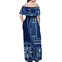 Samoa Siapo Motif Off Shoulder Maxi Dress Classic Style - Bue Ver - Wonder Print Shop