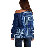 Samoa Siapo Motif Off Shoulder Sweater Classic Style - Bue Ver - Wonder Print Shop