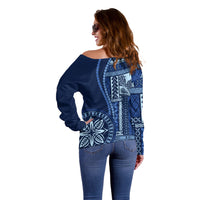 Samoa Siapo Motif Off Shoulder Sweater Classic Style - Bue Ver - Wonder Print Shop