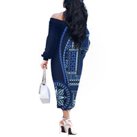 Samoa Siapo Motif Off The Shoulder Long Sleeve Dress Classic Style - Bue Ver - Wonder Print Shop