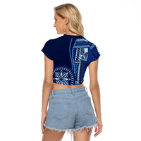 Samoa Siapo Motif Raglan Cropped T Shirt Classic Style - Bue Ver - Wonder Print Shop