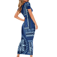 Samoa Siapo Motif Short Sleeve Bodycon Dress Classic Style - Bue Ver - Wonder Print Shop