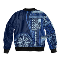 Samoa Siapo Motif Sleeve Zip Bomber Jacket Classic Style - Bue Ver - Wonder Print Shop