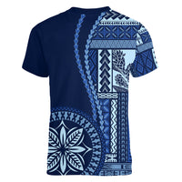 Samoa Siapo Motif Women V Neck T Shirt Classic Style - Bue Ver - Wonder Print Shop