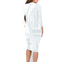 Samoa White Sunday Family Matching Long Sleeve Bodycon Dress and Hawaiian Shirt Classic Siapo Style LT7 - Wonder Print Shop