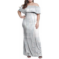 Samoa White Sunday Family Matching Off Shoulder Maxi Dress and Hawaiian Shirt Classic Siapo Style LT7 - Wonder Print Shop
