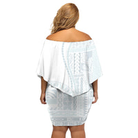 Samoa White Sunday Family Matching Off Shoulder Short Dress and Hawaiian Shirt Classic Siapo Style LT7 - Wonder Print Shop