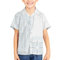 Samoa White Sunday Family Matching Short Sleeve Bodycon Dress and Hawaiian Shirt Classic Siapo Style - Wonder Print Shop