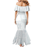 Samoa White Sunday Mermaid Dress Classic Siapo Style - Wonder Print Shop