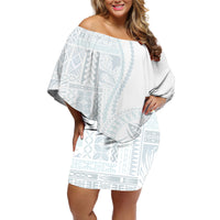 Samoa White Sunday Off Shoulder Short Dress Classic Siapo Style - Wonder Print Shop