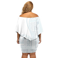 Samoa White Sunday Off Shoulder Short Dress Classic Siapo Style - Wonder Print Shop