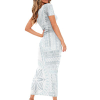 Samoa White Sunday Short Sleeve Bodycon Dress Classic Siapo Style - Wonder Print Shop