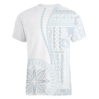 Samoa White Sunday Women V Neck T Shirt Classic Siapo Style - Wonder Print Shop