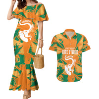 Ivory Coast Football Custom Couples Matching Mermaid Dress and Hawaiian Shirt Les Elephants Champions LT7 - Wonder Print Shop