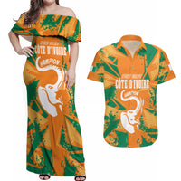 Ivory Coast Football Custom Couples Matching Off Shoulder Maxi Dress and Hawaiian Shirt Les Elephants Champions LT7 - Wonder Print Shop