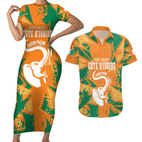 Ivory Coast Football Custom Couples Matching Short Sleeve Bodycon Dress and Hawaiian Shirt Les Elephants Champions LT7 - Wonder Print Shop