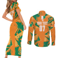 Ivory Coast Football Custom Couples Matching Short Sleeve Bodycon Dress and Long Sleeve Button Shirt Les Elephants Champions LT7 - Wonder Print Shop
