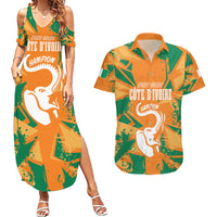 Ivory Coast Football Custom Couples Matching Summer Maxi Dress and Hawaiian Shirt Les Elephants Champions LT7 - Wonder Print Shop