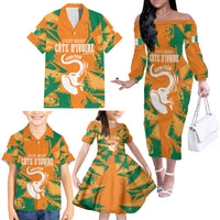 Ivory Coast Football Custom Family Matching Off Shoulder Long Sleeve Dress and Hawaiian Shirt Les Elephants Champions - Wonder Print Shop