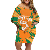 Ivory Coast Football Custom Family Matching Off Shoulder Short Dress and Hawaiian Shirt Les Elephants Champions LT7 - Wonder Print Shop