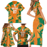Ivory Coast Football Custom Family Matching Short Sleeve Bodycon Dress and Hawaiian Shirt Les Elephants Champions - Wonder Print Shop