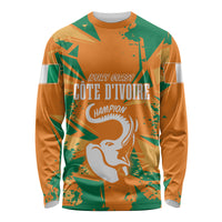 Ivory Coast Football Custom Long Sleeve Shirt Les Elephants Champions - Wonder Print Shop