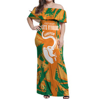 Ivory Coast Football Custom Off Shoulder Maxi Dress Les Elephants Champions - Wonder Print Shop