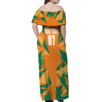 Ivory Coast Football Custom Off Shoulder Maxi Dress Les Elephants Champions - Wonder Print Shop