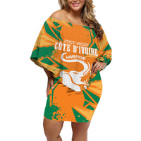 Ivory Coast Football Custom Off Shoulder Short Dress Les Elephants Champions - Wonder Print Shop