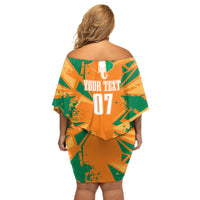 Ivory Coast Football Custom Off Shoulder Short Dress Les Elephants Champions - Wonder Print Shop