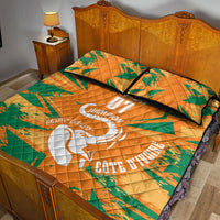 Ivory Coast Football Custom Quilt Bed Set Les Elephants Champions - Wonder Print Shop
